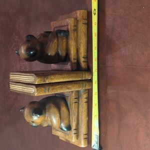 Rare Wooden Bears sitting on Books bookends
